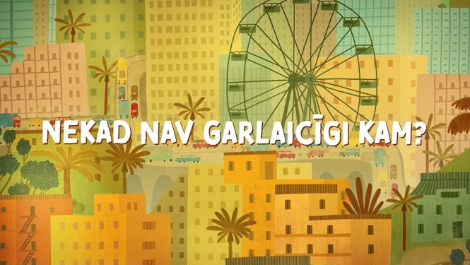 dziesmas klipa kadrs ar tekstu