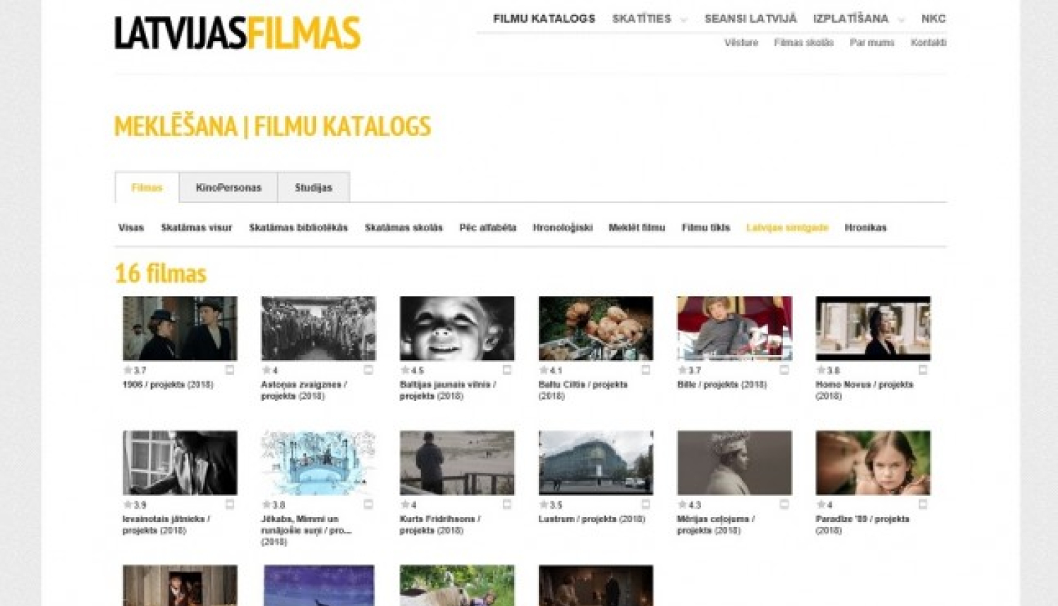 Simtgades filmu projekti portālā “filmas.lv”