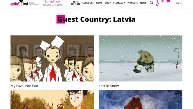 festivāla Animest mājaslapa