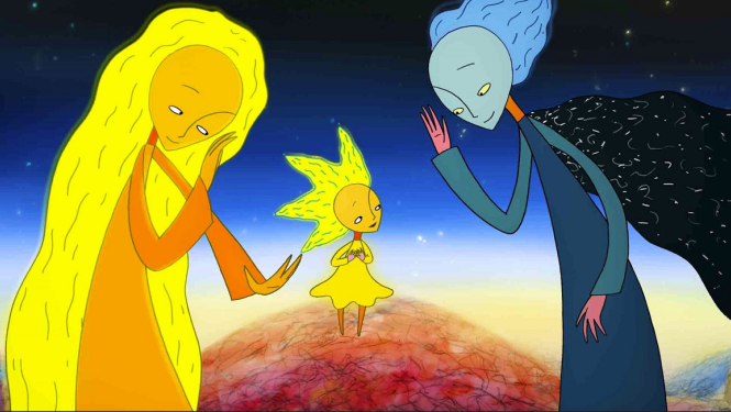 Saule brauca debesīs