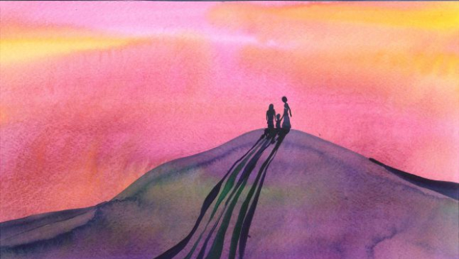 Saule brauca debesīs