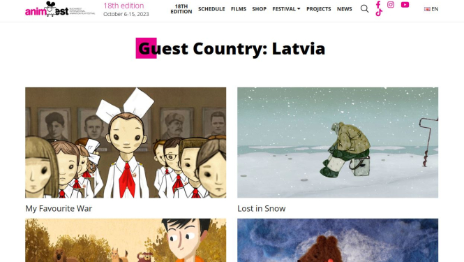 festivāla Animest mājaslapa