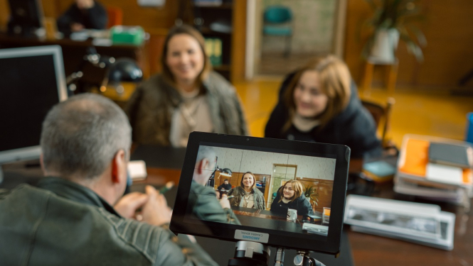 Filmēšanas darba moments