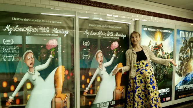 Signe Baumane pie filmas plakāta Parīzes metro