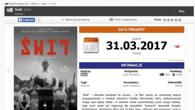 “Ausma” Polijas kinoteātros