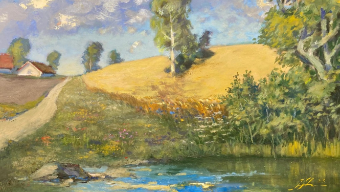 Jāņa Streiča glezna - lauku ainava