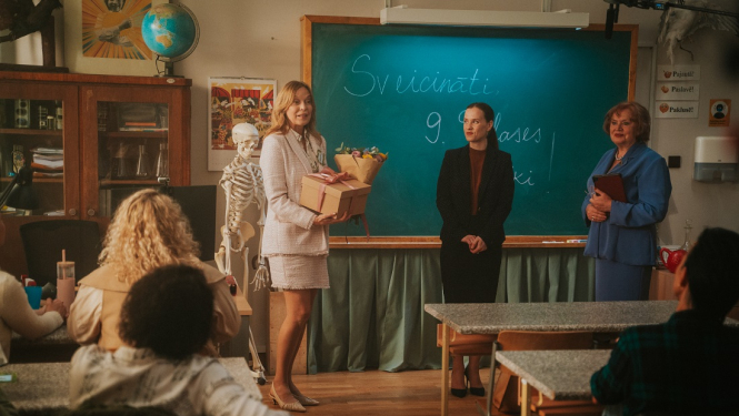 pirmā filmēšanas diena skolas klasē