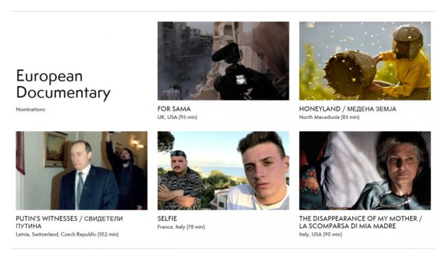 Latvijas filma “Putina liecinieki” nominēta Eiropas Kino akadēmijas balvai