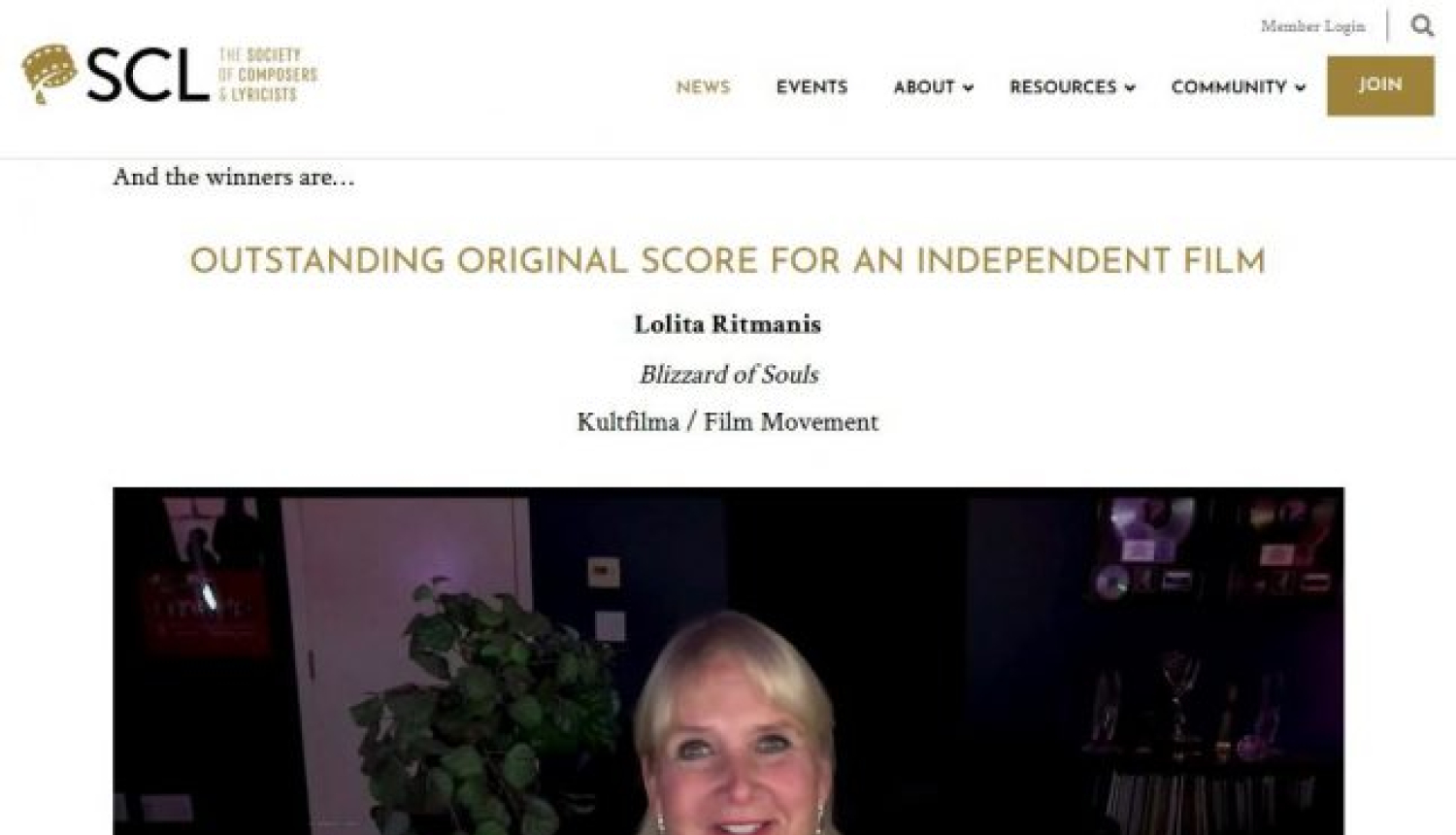 Lolita Ritmanis iegūst “Amerikas Komponistu un autoru apvienības” balvu