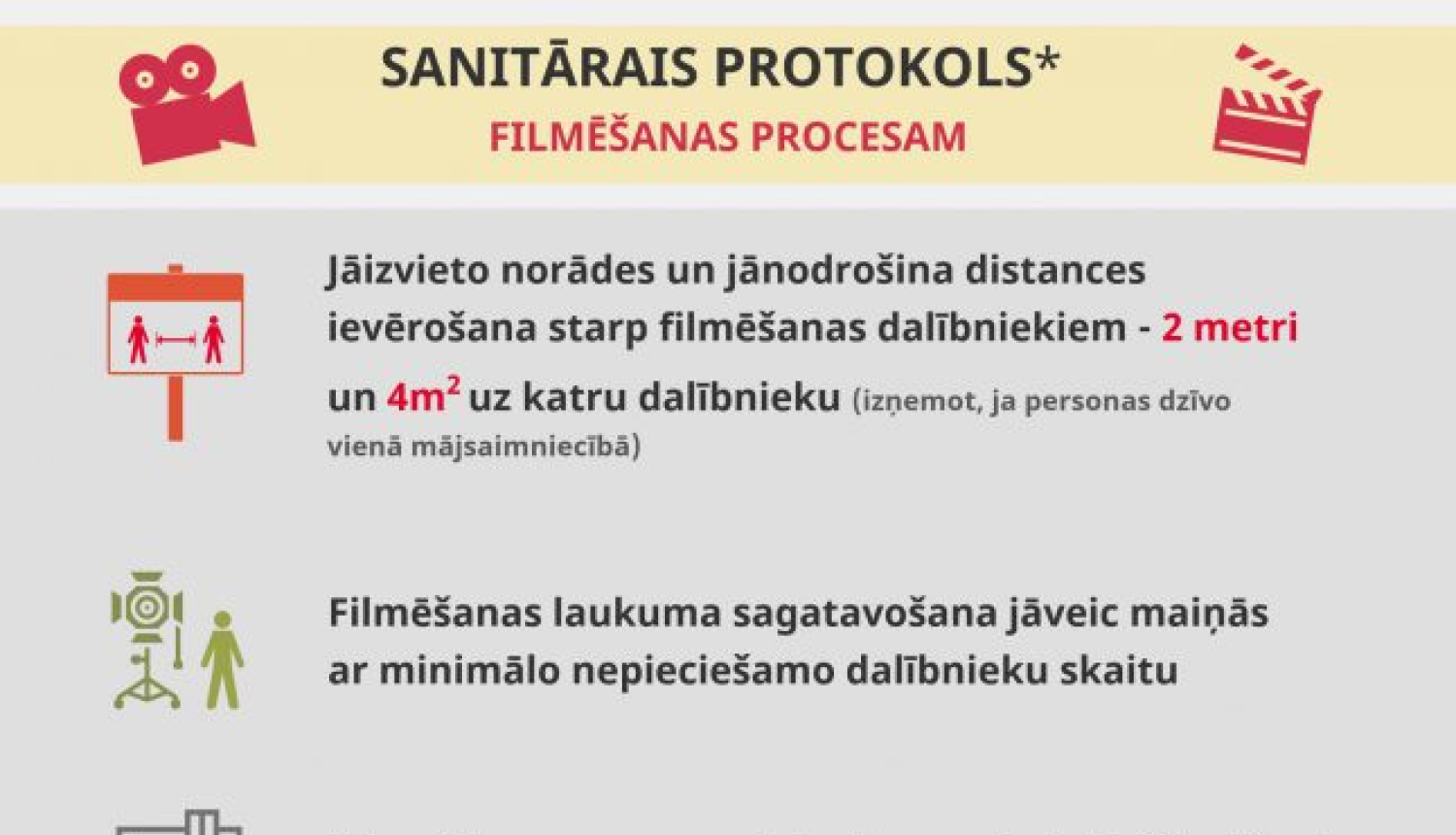 Rīkojums par sociālo distancēšanos filmēšanas procesā