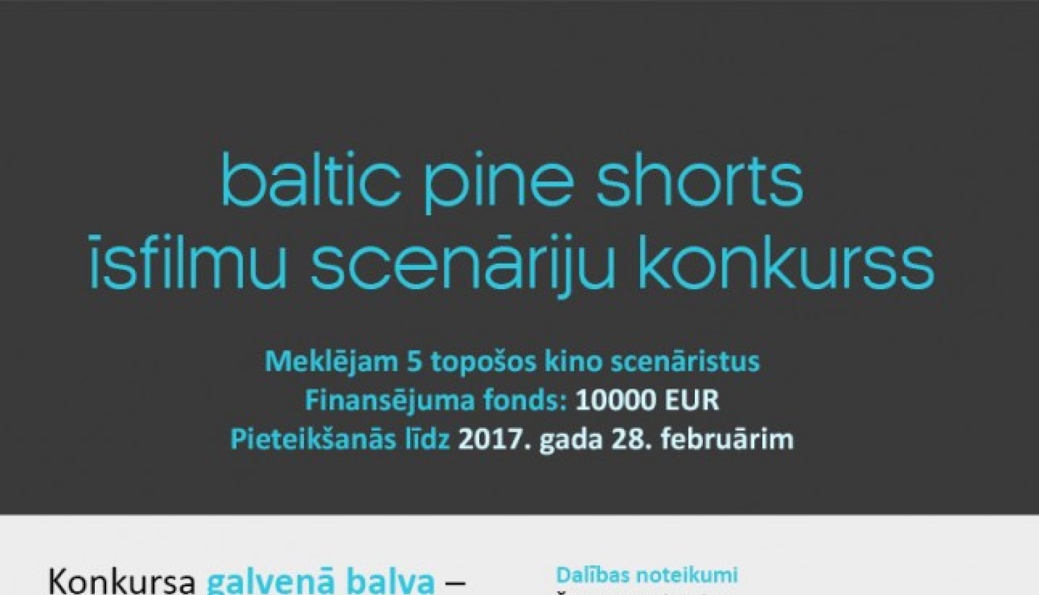 Izsludināts īsfilmu scenāriju konkurss “Baltic Pine Shorts”