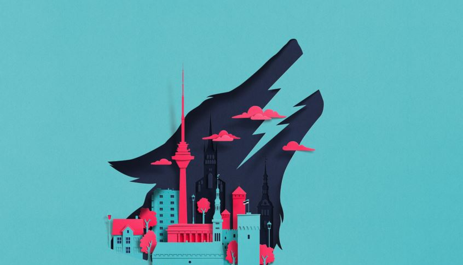 Tallinas plakāta fragments ar vilka galvu