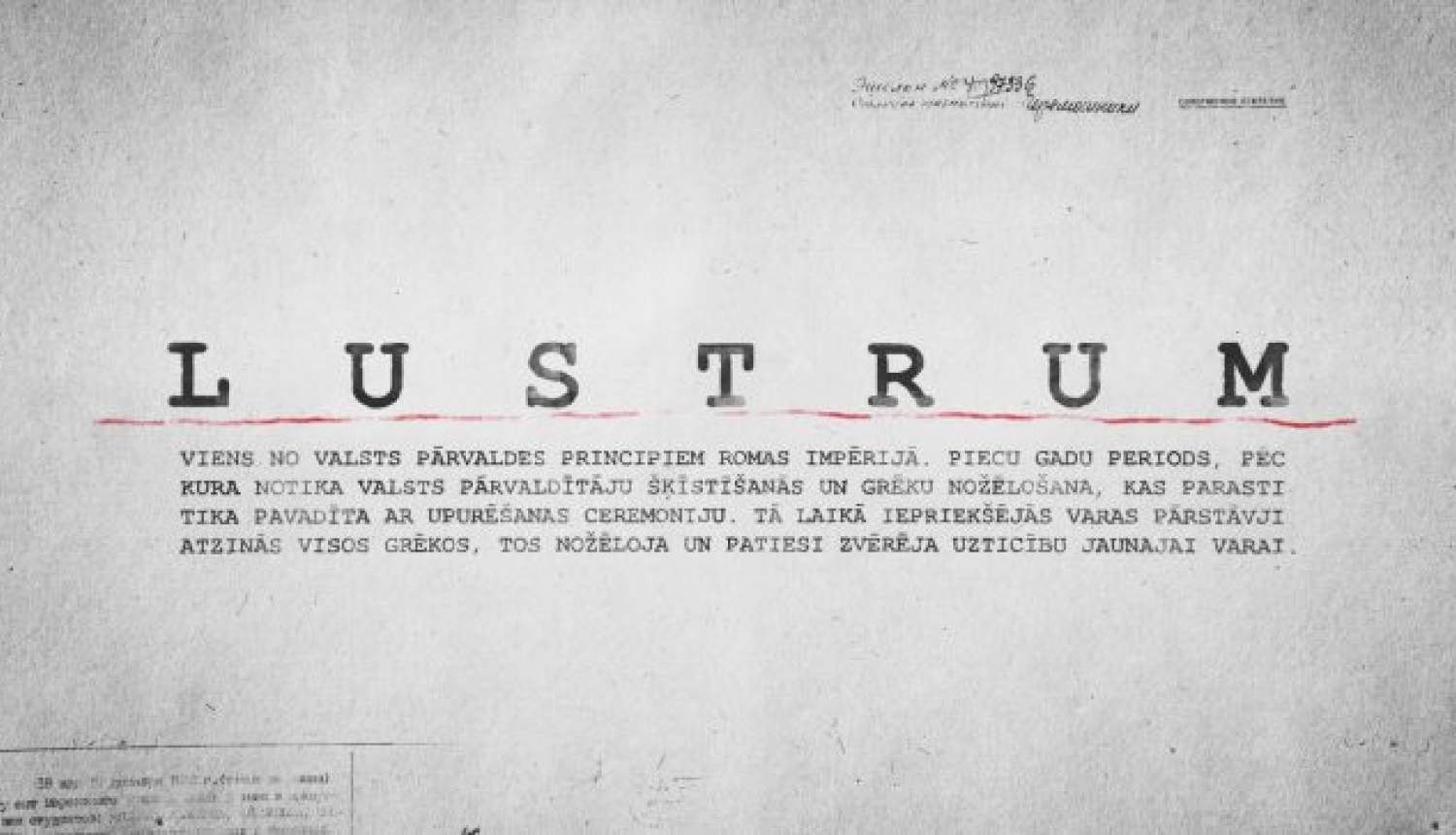 8. novembrī – pirmizrāde režisora Ginta Grūbes Simtgades filmai “Lustrum” 8. novembrī – pirmizrāde režisora Ginta Grūbes Simtgades filmai “Lustrum”