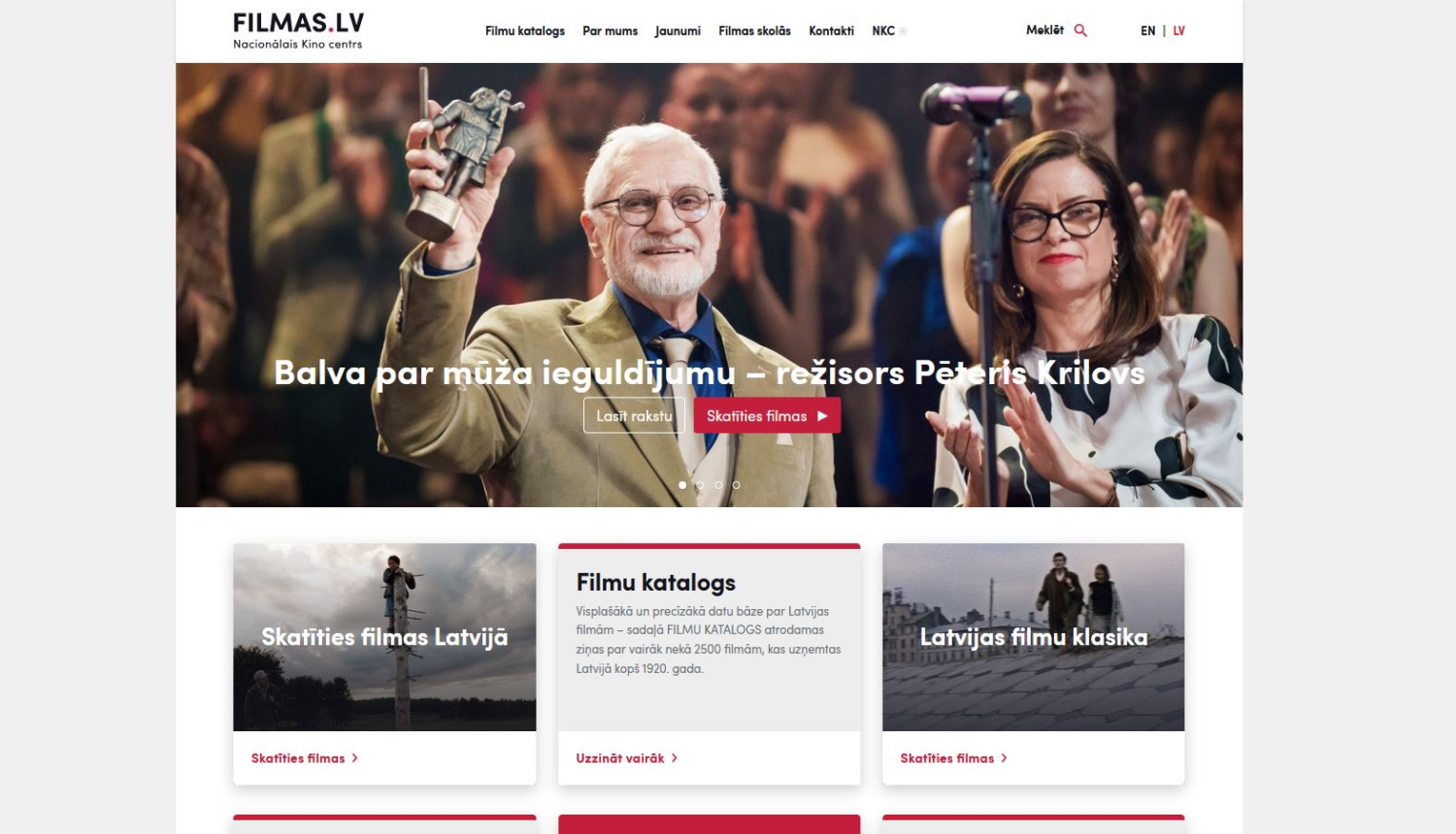 portāla FilmsLV sākumlapa